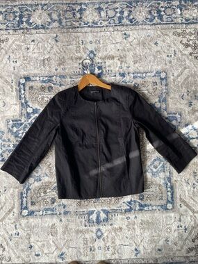 Eileen Fisher Polished Ramie/Silk Full Zip 3/4 PP Blazer/Moto Jacket